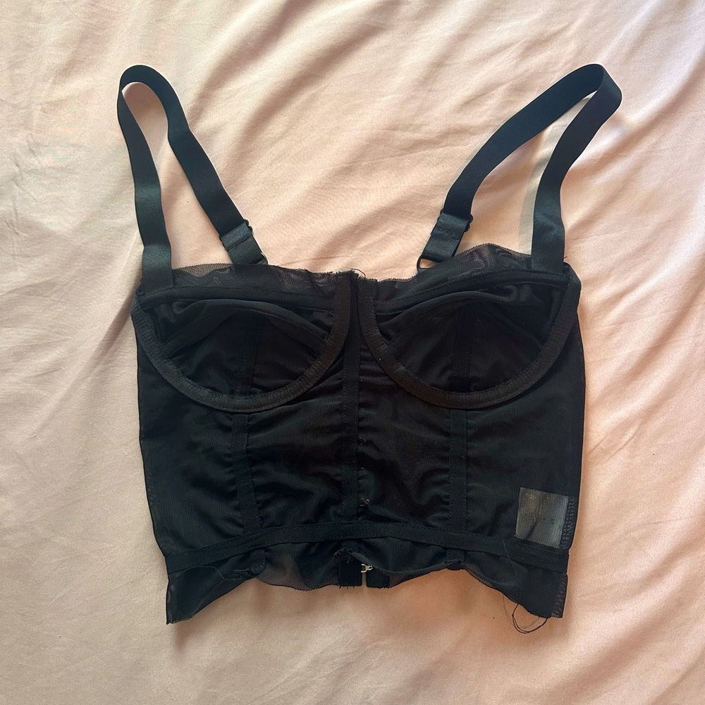 DANIELLE GUIZIO black mesh corset top